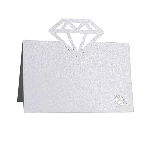 GIVBRO Tischkarte mit ausgehöhltem Diamant-Zeltkarte, gefaltete Sitzkarte, Hochzeits-Partyzubehör für Tischdekoration, Weiß, 10 Stück von GIVBRO