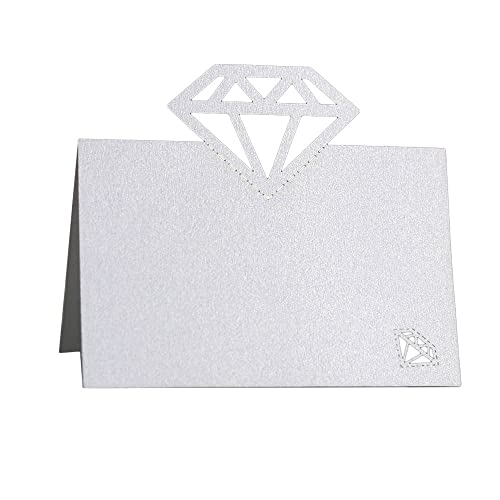GIVBRO Tischkarte mit ausgehöhltem Diamant-Zeltkarte, gefaltete Sitzkarte, Hochzeits-Partyzubehör für Tischdekoration, Weiß, 50 Stück GIVBRO Tischkarte mit ausgehöhltem Diamant-Zeltkarte, gefaltete Sitzkarte, Hochzeits-Partyzubehör für Tischdekoration, Weiß, 50 Stück von GIVBRO