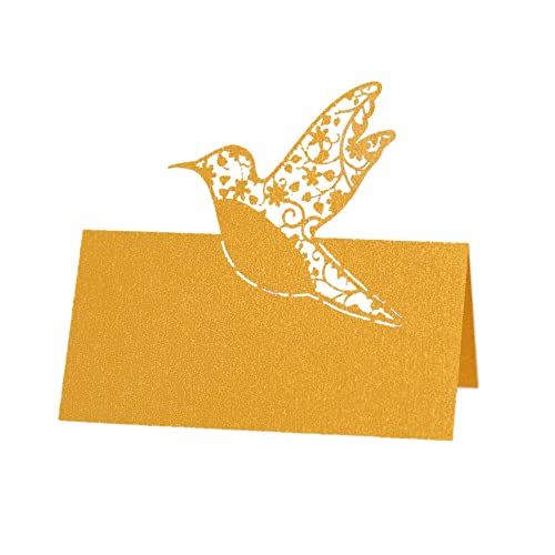 GIVBRO Tischkarten Namenskarten ausgehöhlter Vogel gemustert Zelt Sitzkarte für Tischdekoration Metting Hochzeit Party Supplies Gold, 10 Stück GIVBRO Tischkarten Namenskarten ausgehöhlter Vogel gemustert Zelt Sitzkarte für Tischdekoration Metting Hochzeit Party Supplies Gold, 10 Stück von GIVBRO