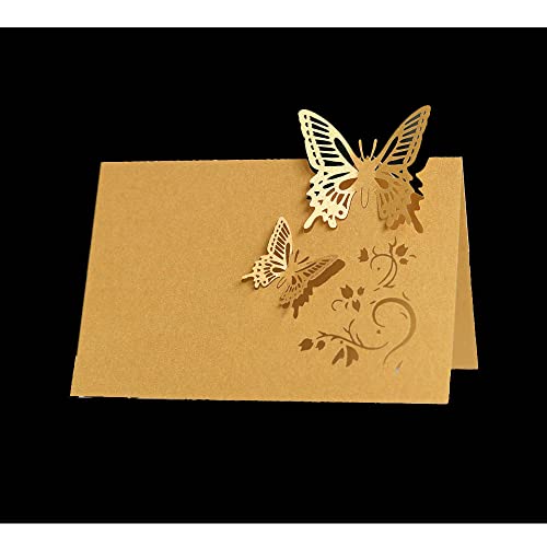 GIVBRO Tischkarten mit Schmetterlingsmustern, ausgehöhlt, Namenskarten, Sitzkarten für Party-Dekoration, Hochzeitsbedarf, Gold, 10 Stück GIVBRO Tischkarten mit Schmetterlingsmustern, ausgehöhlt, Namenskarten, Sitzkarten für Party-Dekoration, Hochzeitsbedarf, Gold, 10 Stück von GIVBRO