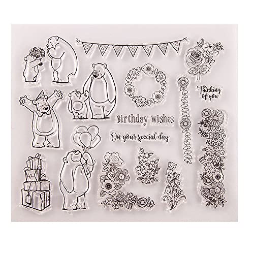 GIVBRO Transparente Silikon-Stempel Siegel-Aufkleber Geburtstags-Thema Prägeschablonen mit Flaggen Bär Muster DIY Handwerk Form Scrapbooking Werkzeuge GIVBRO Transparente Silikon-Stempel Siegel-Aufkleber Geburtstags-Thema Prägeschablonen mit Flaggen Bär Muster DIY Handwerk Form Scrapbooking Werkzeuge von GIVBRO