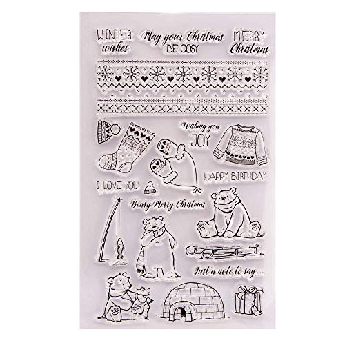 GIVBRO Transparente Silikonstempel Siegelaufkleber Eisbär Schablone Weihnachten Prägeschablone Schneeflocke Spitze Form für Scrapbooking GIVBRO Transparente Silikonstempel Siegelaufkleber Eisbär Schablone Weihnachten Prägeschablone Schneeflocke Spitze Form für Scrapbooking von GIVBRO