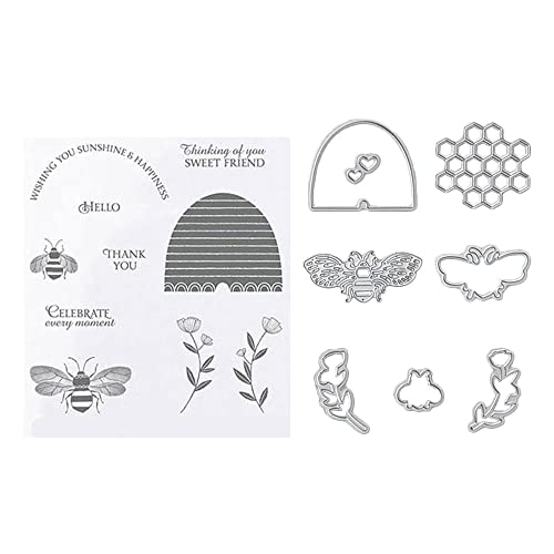 GIVBRO Transparente Stempel, Aufkleber, Stanzform, Blume, Bienenmuster, Schablone, Siegel, Prägeschablone, Scrapbooking, DIY Form von GIVBRO