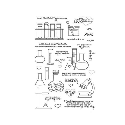 GIVBRO Transparente Stempel Aufkleber Schablone Siegel Chemie Themen Scrapbooking DIY Prägeschablonen Werkzeug für Grußkarten Dekoration von GIVBRO