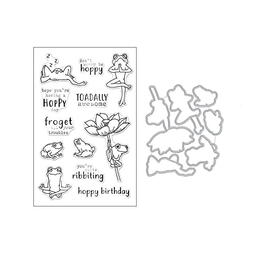 GIVBRO Transparente Stempel Aufkleber Stanzform Frosch Lotus Muster Schablone Siegel Prägeschablone Scrapbooking DIY Handwerk Werkzeug Fotoalbum Dekoration von GIVBRO