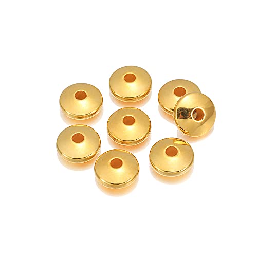 GIVBRO Vintage-Perlen, Oblate, Perlen, Bastelzubehör, für Schmuck, Armbänder, Anhänger, goldfarben, 10 mm, 200 Stück GIVBRO Vintage-Perlen, Oblate, Perlen, Bastelzubehör, für Schmuck, Armbänder, Anhänger, goldfarben, 10 mm, 200 Stück von GIVBRO