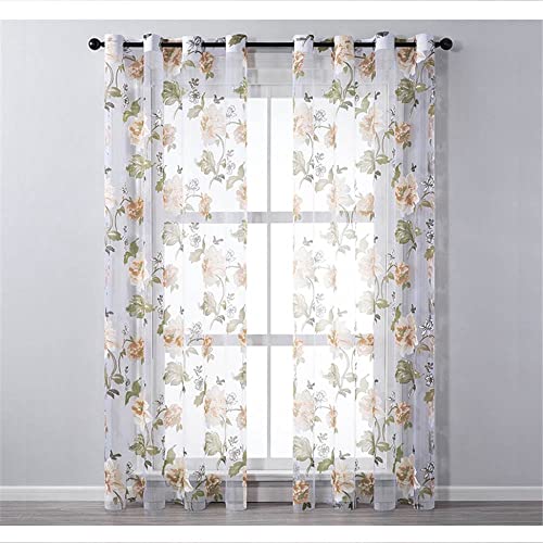 GIVBRO Vorhänge mit Ösen, Pfingstrose, gemustert, Voile, Fensterbehandlungen, Vorhänge, transparenter Türvorhang für Zuhause, Gelb, 150 x 250 cm GIVBRO Vorhänge mit Ösen, Pfingstrose, gemustert, Voile, Fensterbehandlungen, Vorhänge, transparenter Türvorhang für Zuhause, Gelb, 150 x 250 cm von GIVBRO