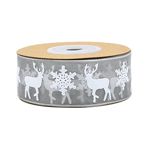 GIVBRO Weihnachtsbänder, Packseile, durchsichtiges Chiffonband, Elch, Schneeflocke, bedrucktes Band für Weihnachten, Hochzeit, Geburtstag, Dekoration, 10 m (#A) von GIVBRO