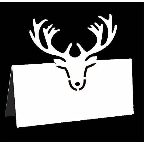 GIVBRO Weihnachtstisch-Platzkarten, Namensschilder, Sitzkarten, ausgehöhlter Elch, gemustert, Zeltkarte für Tischdekoration, Hochzeit, Party, weiß, 50 Stück GIVBRO Weihnachtstisch-Platzkarten, Namensschilder, Sitzkarten, ausgehöhlter Elch, gemustert, Zeltkarte für Tischdekoration, Hochzeit, Party, weiß, 50 Stück von GIVBRO