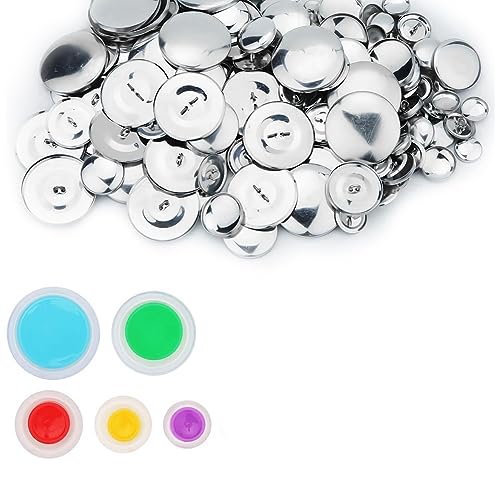 GIWFBQTR 100 Stück Knopfabdeckungen, Abdeckknopf-Set mit 5 Verschieden Großen Knöpfen und Werkzeugen zum Herstellen Ihres Eigenen Knopfes in Silber GIWFBQTR 100 Stück Knopfabdeckungen, Abdeckknopf-Set mit 5 Verschieden Großen Knöpfen und Werkzeugen zum Herstellen Ihres Eigenen Knopfes in Silber von GIWFBQTR