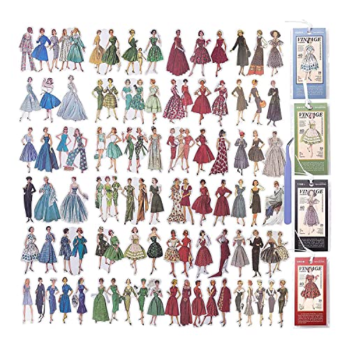 GIWFBQTR 160 StüCk Vintage Menschen Washi Aufkleber für Tagebuch Schreiben Scrapbooking, Retro MäDchen Frauen Scrapbook Aufkleber für Junk Zeitschriften von GIWFBQTR