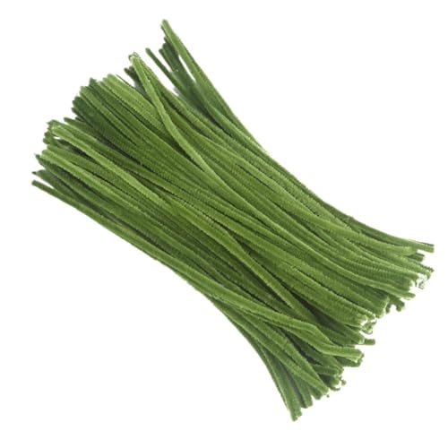 100 Stück 30 cm gedrehter Draht, Chenille-Stiele, Pfeifenreiniger, Plüschstäbchen, Spielzeug, handgefertigtes Material, DIY-Bastelbedarf(Light Green) von GIYXHU