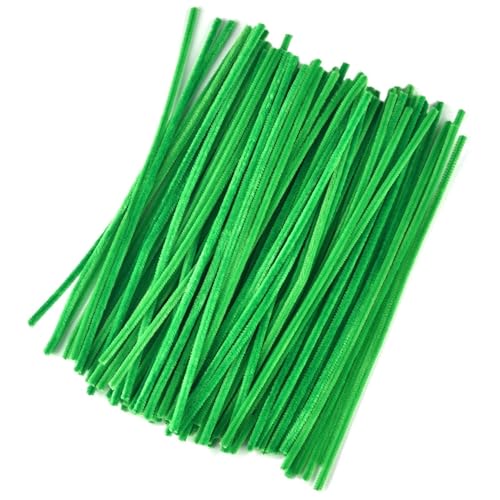100 Stück Chenille-Stiele, DIY Amboss, Draht, Bastelrohr, kreatives Hobby, Kinder, Plüschstäbchen, Chenille-Stäbchen(Light greenA) von GIYXHU