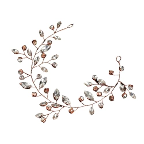 Brautstirnband Braut Kopfschmuck Blumen Hochzeit Kopfschmuck Legierung Strass Haarspange for Party Hochzeit Jubiläen(Rose Gold) von GIYXHU