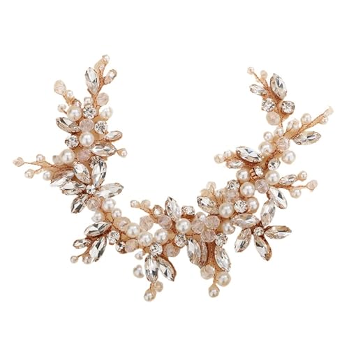 Brautstirnband Perlen Braut Stirnband Kristall Braut Kopfschmuck Hochzeit Haarschmuck Handgefertigter Haarschmuck Party Prom(Rose Gold) von GIYXHU