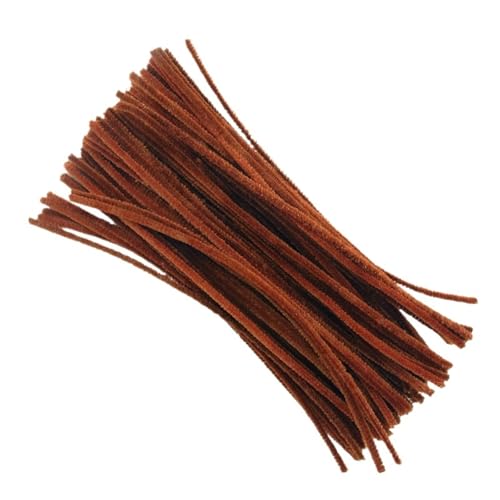 GIYXHU 100 Stück 30 cm gedrehter Draht, Chenille-Stiele, Pfeifenreiniger, Plüschstäbchen, Spielzeug, handgefertigtes Material, DIY-Bastelbedarf(Coffee) von GIYXHU