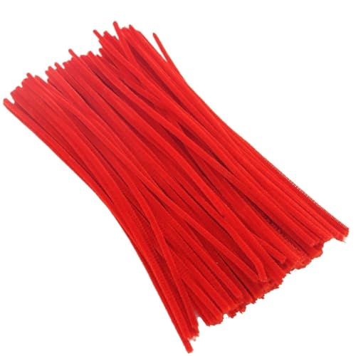 GIYXHU 100 Stück 30 cm gedrehter Draht, Chenille-Stiele, Pfeifenreiniger, Plüschstäbchen, Spielzeug, handgefertigtes Material, DIY-Bastelbedarf(Red) von GIYXHU