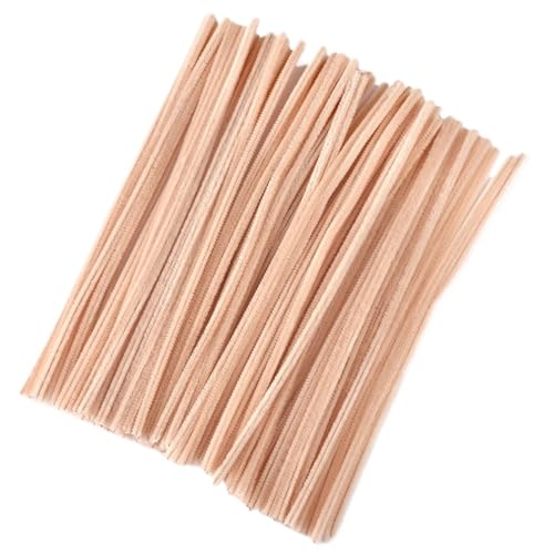 GIYXHU 100 Stück Chenille-Stiele, DIY Amboss, Draht, Bastelrohr, kreatives Hobby, Kinder, Plüschstäbchen, Chenille-Stäbchen(Beige) von GIYXHU