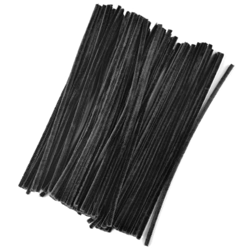 GIYXHU 100 Stück Chenille-Stiele, DIY Amboss, Draht, Bastelrohr, kreatives Hobby, Kinder, Plüschstäbchen, Chenille-Stäbchen(Black) von GIYXHU