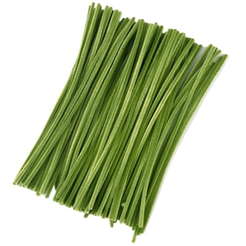 GIYXHU 100 Stück Chenille-Stiele, DIY Amboss, Draht, Bastelrohr, kreatives Hobby, Kinder, Plüschstäbchen, Chenille-Stäbchen(Green) von GIYXHU