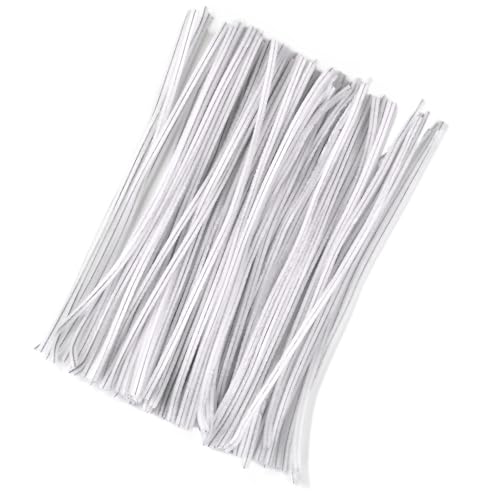 GIYXHU 100 Stück Chenille-Stiele, DIY Amboss, Draht, Bastelrohr, kreatives Hobby, Kinder, Plüschstäbchen, Chenille-Stäbchen(White) von GIYXHU