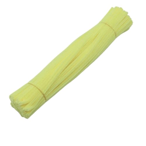 GIYXHU 200 Stück Plüschstäbchen, Bunte Chenille-Stiele, Rohr, Plüschstiel, Draht, Twist-Stick, Streifen, DIY-Handwerk, Lernspielzeug(Yellow) von GIYXHU