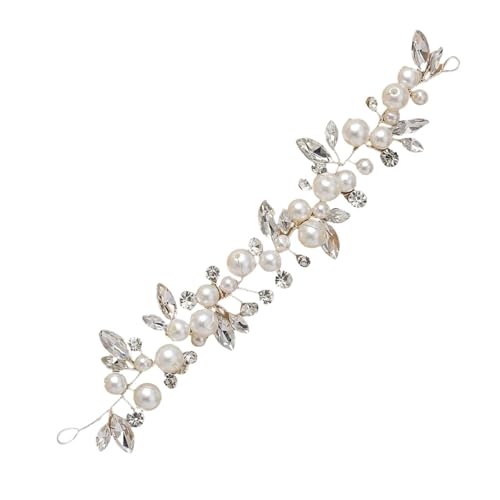 GIYXHU Brautstirnband 2 Stück Braut Hochzeit Kopfschmuck Strass Kunstperle Bühnenshow Performance Haarschmuck Verkabeltes Hochzeitszubehör(Silver) von GIYXHU