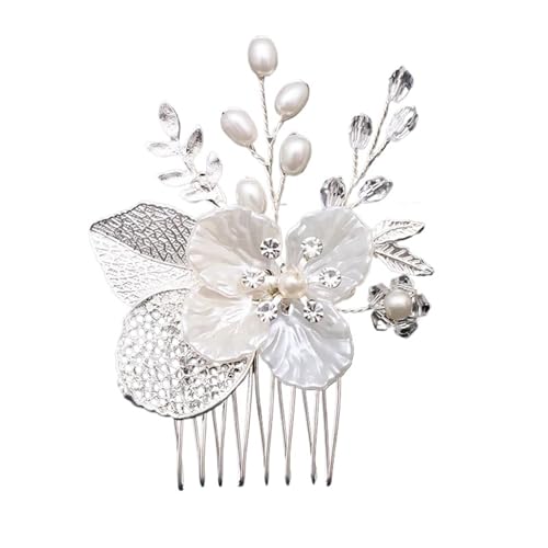 GIYXHU Brautstirnband 2 Stück Braut-Kopfschmuck, Blattgold-Haarkamm, Braut-Kopfschmuck-Einsatzkamm for Party-Haar-Accessoire(Silvery) von GIYXHU