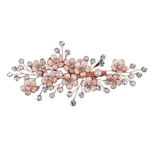 GIYXHU Brautstirnband 2 Stück Hochzeit Kopfschmuck Blume Braut Haarspangen Perlen Haarschmuck for Frauen Party Tiaras Schmuck(Rose Gold) von GIYXHU