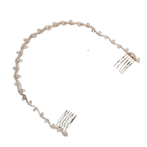GIYXHU Brautstirnband 2 Stück Kristall Braut Haarband Perle Hochzeit Stirnband for Hochzeit Party Jeweley Haarschmuck(Gold) von GIYXHU