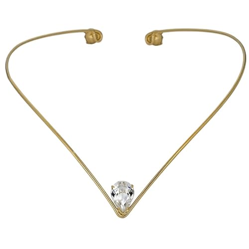 GIYXHU Brautstirnband 2 Stück V-förmiger Braut-Kopfschmuck, Braut-Stirn-Stirnband, Haarschmuck, einfache Wassertropfen-Strass-Kopfkette, Hochzeit for Frauen(Gold) von GIYXHU