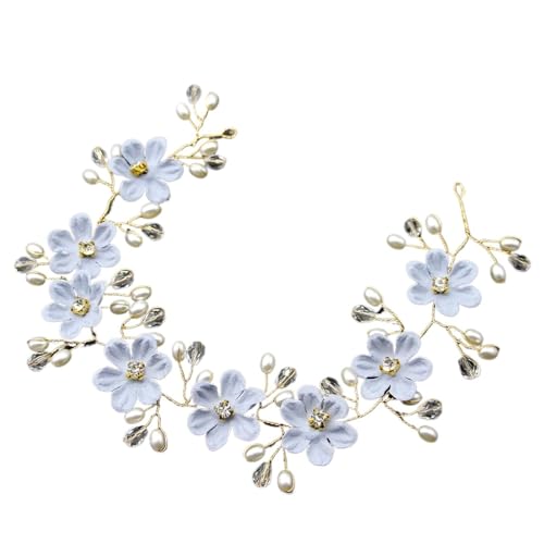 GIYXHU Brautstirnband 2 Stück weiße Kristall-Brautkranz-Blumen-Frauen-Stirnband for Braut-Hochzeit Jeweley-Haar-Zusätze(Blue) von GIYXHU