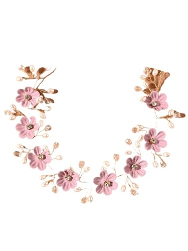 GIYXHU Brautstirnband 2 Stück weiße Kristall-Brautkranz-Blumen-Frauen-Stirnband for Braut-Hochzeit Jeweley-Haar-Zusätze(Pink) von GIYXHU