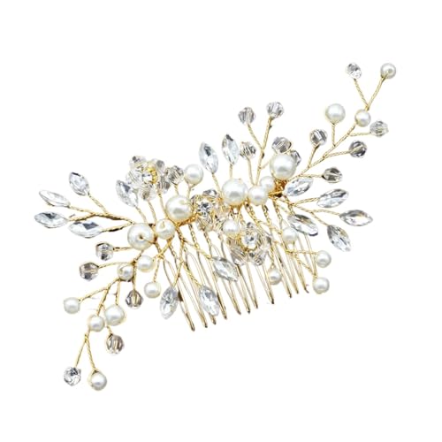 GIYXHU Brautstirnband 2 stücke Hochzeit Kopfschmuck Perle Perlen Seite Kamm Braut Kopfschmuck for Haar Frauen Kopfschmuck for Hochzeit Zubehör(Gold Color) von GIYXHU