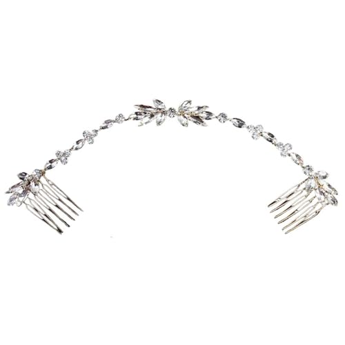 GIYXHU Brautstirnband 2 stücke Hochzeit Lange Haar Kämme Kristall Biegsamen Braut Haar Schmuck Zubehör Frauen Haarnadeln Haarteile(Gold) von GIYXHU