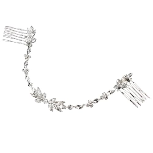 GIYXHU Brautstirnband 2 stücke Hochzeit Lange Haar Kämme Kristall Biegsamen Braut Haar Schmuck Zubehör Frauen Haarnadeln Haarteile(Silver) von GIYXHU
