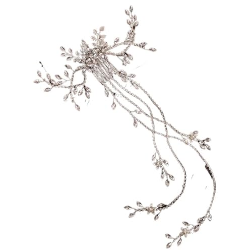 GIYXHU Brautstirnband Braut Kopfschmuck Kristall Perle Braut Tiaras Haarbänder Brautjungfer Diamante Haarranke for Hochzeitsaccessoires(Silver) von GIYXHU
