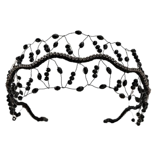 GIYXHU Brautstirnband Frauen Kristall Perle Braut Stirnband Hochzeit Kopfschmuck Perle for Braut Hochzeit Haar Zubehör(Black) von GIYXHU