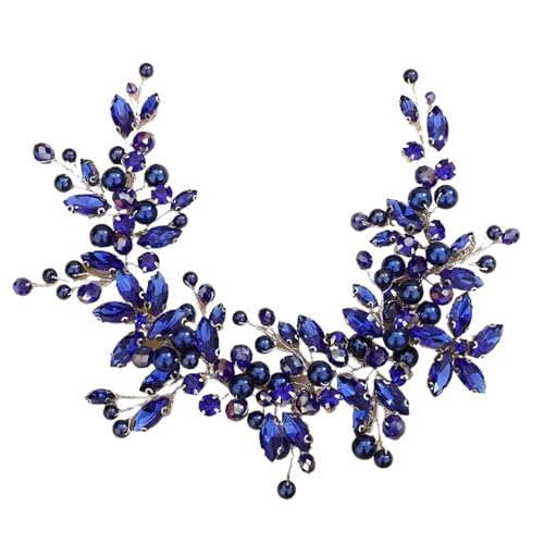 GIYXHU Brautstirnband Perlen Braut Stirnband Kristall Braut Kopfschmuck Hochzeit Haarschmuck Handgefertigter Haarschmuck Party Prom(Blue) von GIYXHU