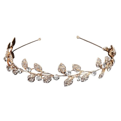 GIYXHU Brautstirnband Perlen-Stirnband, Vintage-Hochzeits-Kopfschmuck, Kristall-Braut-Tiaras, Hochzeits-Accessoires, Party-Kopfschmuck(Gold) von GIYXHU