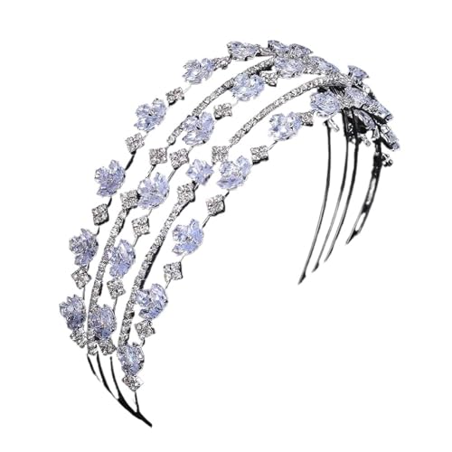 GIYXHU Brautstirnband Vintage Funkelnde Haarschmuck Strass Kristall Braut Haarbänder for Hochzeit Haarschmuck(Silver) von GIYXHU