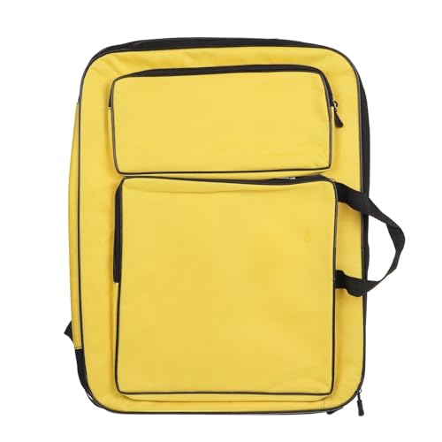 GIYXHU Kunstmappe Tasche 1Pcs Künstler Zeichnung Rucksack Zeichnung Handtasche Lagerung Organizer Ordner Tragbare Leinwand Schulter Tasche Kunst Portfolio Tragen Fall Tasche(Yellow) von GIYXHU