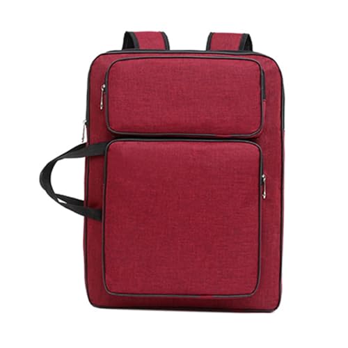 GIYXHU Kunstmappe Tasche Kunst-Portfolio-Tasche, Oxford-Stoff-Rucksack, 8K-Tragetasche, Aufbewahrungstasche for Poster, Kunstwerke, Reise-Poster-Board-Tasche(Red) von GIYXHU