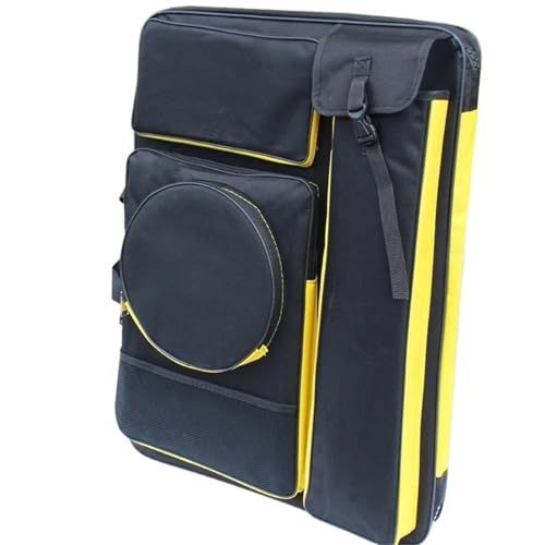 GIYXHU Kunstmappe Tasche Kunst-Portfolio-Tasche, wasserdicht, for Zeichnen, Umhängetasche, for Skizzieren im Freien, große Aufbewahrungstasche, Kunst-Portfolio-Hülle(Yellow and Black) von GIYXHU