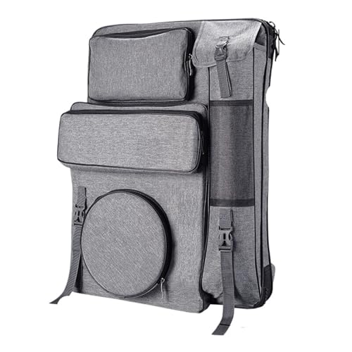GIYXHU Kunstmappe Tasche Multifunktionaler Künstler-Portfolio-Rucksack, Skizzenkunst-Malerei-Tasche, wasserdichte große Tragetaschen, Werkzeugaufbewahrungsrucksäcke(Gray) von GIYXHU