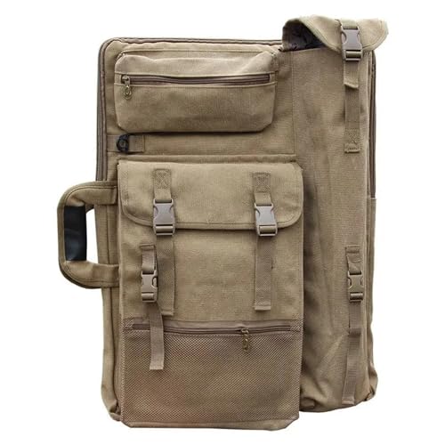 GIYXHU Kunstmappe Tasche Verdickte Leinwand-Maltasche, Skizzen-Aufbewahrungsrucksack, Malbrett, tragbarer Kunst-Portfolio-Koffer, 48 x 65 cm(Brown) von GIYXHU