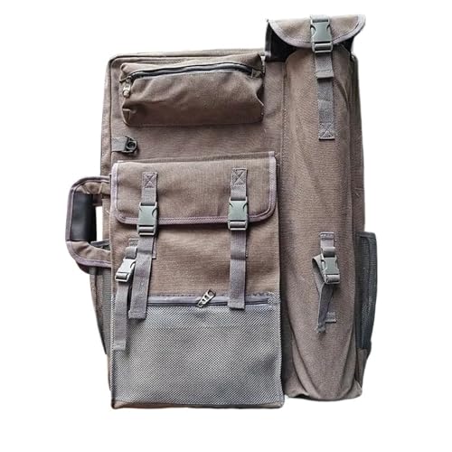 GIYXHU Kunstmappe Tasche Verdickte Leinwand-Maltasche, Skizzen-Aufbewahrungsrucksack, Malbrett, tragbarer Kunst-Portfolio-Koffer, 48 x 65 cm(Dark Brown) von GIYXHU