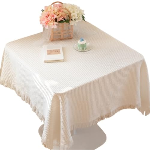 GIYXHU Nachttischabdeckung Couchtischdecke, Tischdecke, Schlichter Stil, Nachttischbezug, quadratisch, rund, Schreibtisch for Heimdekoration(Beige,90x90cm) von GIYXHU