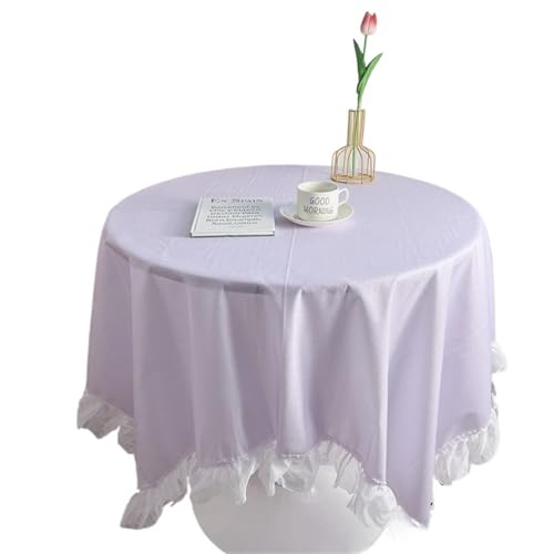 GIYXHU Nachttischabdeckung Einfarbige Tischdecke mit Rüschen, Spitze, Nachttischbezug for Küche, Hochzeit, Esszimmer, Desktop-Dekoration(Purple,40x60cm) von GIYXHU