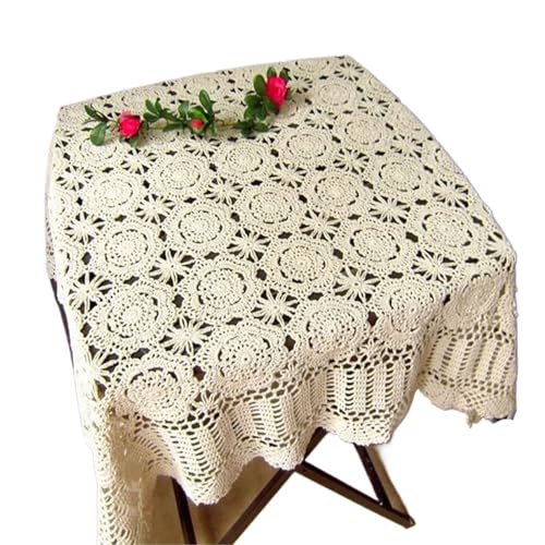 GIYXHU Nachttischabdeckung Handgefertigte Tischdecke aus Schlichter Spitze for den Nachttisch for Schutz von Schlafzimmermöbeln(Beige,90x90cm) von GIYXHU